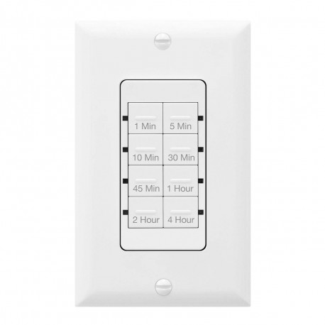 Topgreener TGT08-4-W In-Wall Preset Countdown Timer Switch (1 Minute-4 Hours) - White
