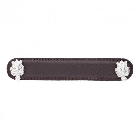 Polished Silver Vicenza Designs K1182 Tiziano Square Leather Pull 3-Inch Brown Polished Silver Vicenza Designs K1182 Tiziano Square Leather Pull 3-Inch Brown