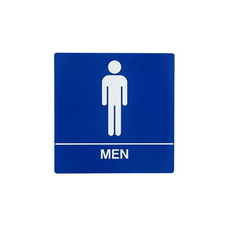 Trimco 5 Restroom Signage, Men, Braille, White on Blue