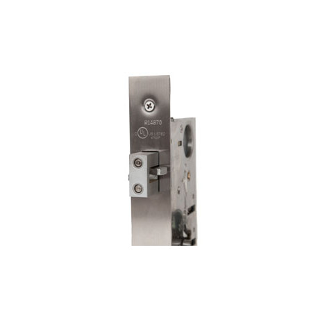 Trimco 1074-2E Barn Door Latchset, Mortise Escutcheon, Privacy w/ Cylinder & Thumbturn