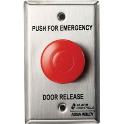 Alarm Control TS-32 “EMERGENCY DOOR RELEASE ALARM WILL SOUND”, With momentary action switch and red push button, 1-1/2”