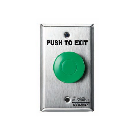 Alarm Control TS One N/O and One N/C Contact, 1-1/2”, “PUSH TO EXIT”, Single Gang, Stainless Steel Wall Plate