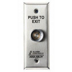Alarm Controls TS One N/O and One N/C Contact, 5/16" Round Button with Guard Ring, “PUSH TO EXIT" Stainless Steel Wall Plate