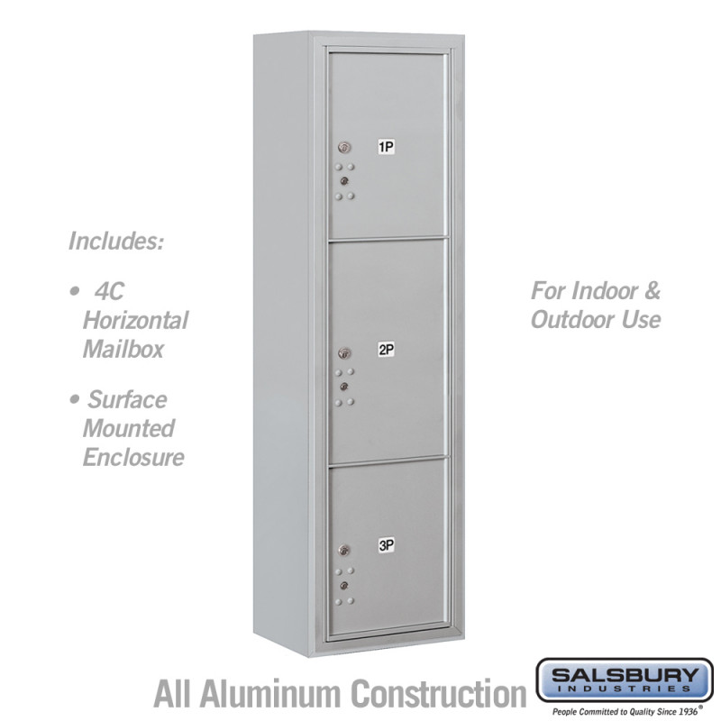 Salsbury 38 Surface Mounted 4C Horizontal Mailbox Unit - Stand-Alone Parcel Locker - Front Loading