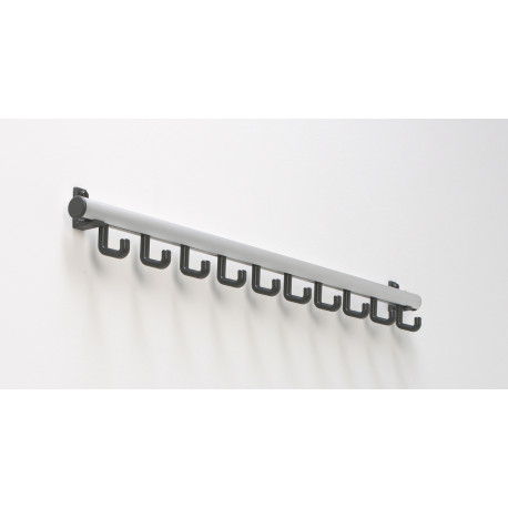 Magnuson T-H Tertio H Round Hook Rail, Finish-Anodized Aluminum Strip, Dark Grey Support