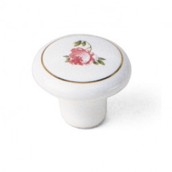 Laurey 01442 1-3/8" Porcelain White Knob with Bouquet Design