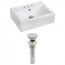 American Imaginations AI-1481 Rectangle Wall Mount Vessel Set In White Color And Drain