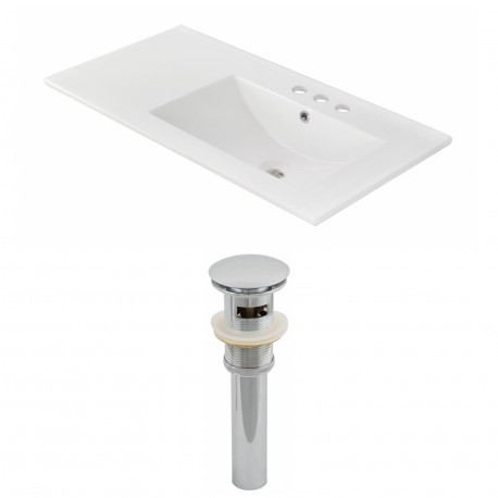 American Imaginations AI-1556 Rectangle Ceramic Top Set In White Color And Drain