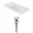 American Imaginations AI-15565 Rectangle Ceramic Top Set In White Color And Drain