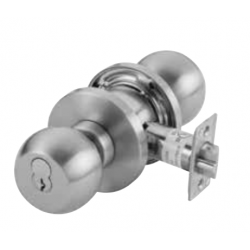 PDQ SX Series Grade 1 Heavy Duty CQ Ball Knob Cylindrical Lock, Single Cylinder, Finish-Satin Stainless Steel