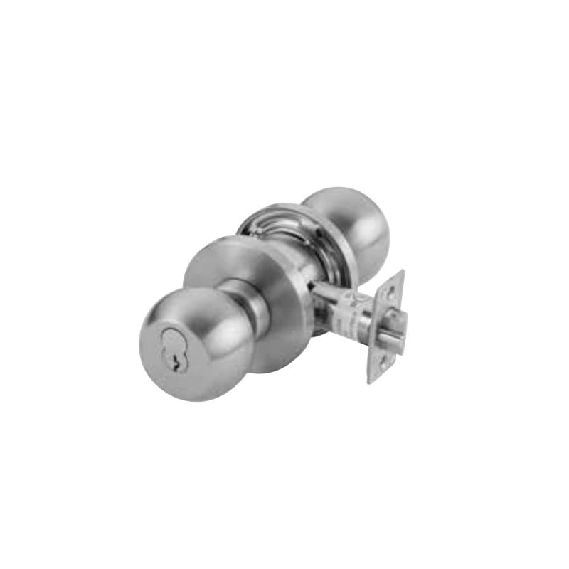 PDQ SX Series Grade 1 Heavy Duty CQ Ball Knob Cylindrical Lock, Single Cylinder, Finish-Satin Stainless Steel