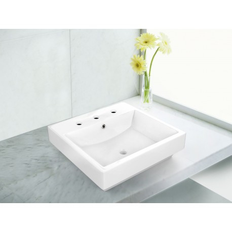 American Imaginations AI-1807 Above Counter Rectangle Vessel In White Color Faucet