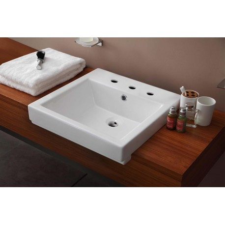 American Imaginations AI-1808 Semi-Recessed Rectangle Vessel In White Color Faucet