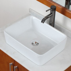 American Imaginations AI-1811 Above Counter Rectangle Vessel In White Color Faucet