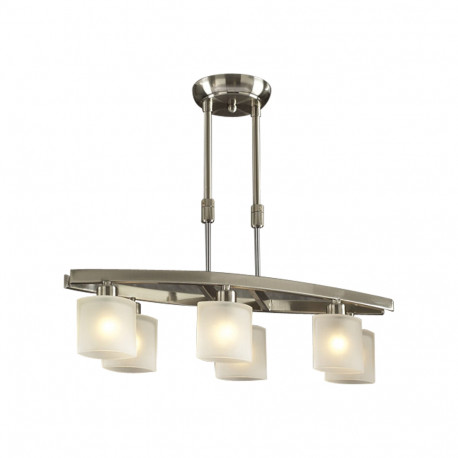 PLC Lighting 649 SN 6-Light 50W Satin Nickel Dimmable Pendant Light Frost Glass Wyndham Collection