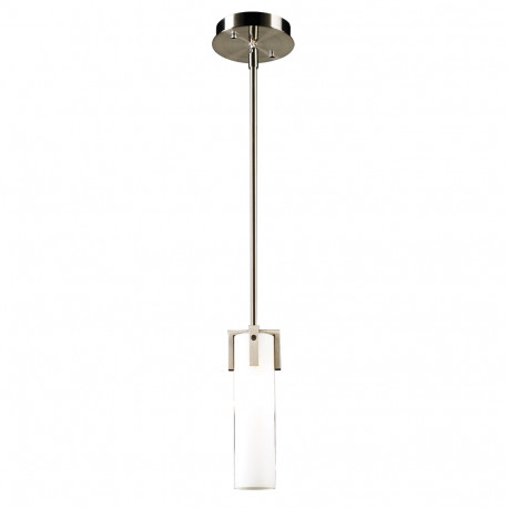 PLC Lighting 931SNLED 1-Light 7W Satin Nickel Dimmable LED Pendant Light Matte Opal Glass Polipo Collection