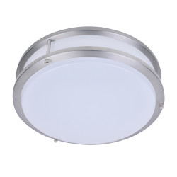 PLC Lighting 111 1-Light Satin Nickel Dimmable LED Ceiling Light Opal Acrylic Lens Kirk Collection