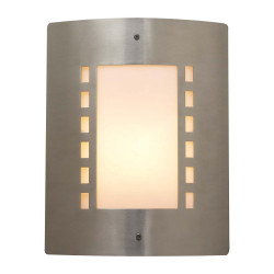 PLC Lighting 1873 SN 1-Light 40W Satin Nickel Dimmable Exterior Outdoor Light Opal Acrylic Lens Paolo Collection