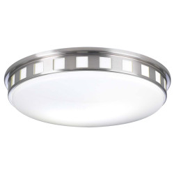 PLC Lighting 1958SNLED 2-Light 28W Satin Nickel Dimmable LED Ceiling Light Matte Opal Acrylic Lens Paxton Collection