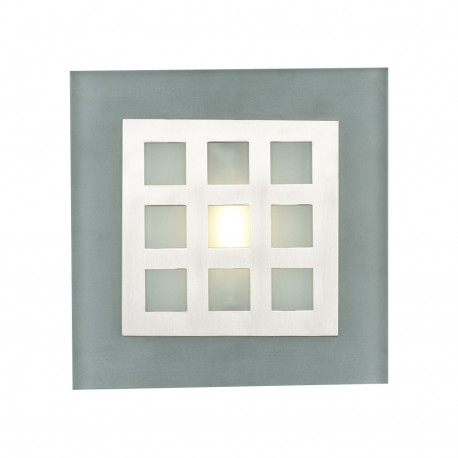 PLC Lighting 2316 SN 1-Light 100W Satin Nickel Dimmable Wall Light Acid Frost Glass Bali Collection
