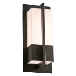 PLC Lighting 290 1-Light Black Non Dimmable Exterior Wall Light Opal Acrylic Lens Brecon Collection