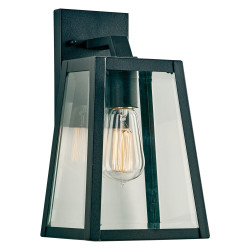 PLC Lighting 292 1-Light Black Dimmable Park Avenue Exterior Wall Light, Clear Beveled Glass