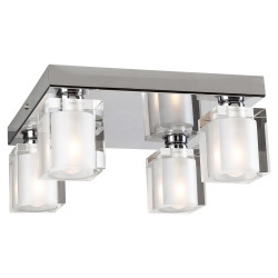 PLC Lighting 3486 PC 4-Light 40W Polished Chrome Dimmable Ceiling Light, Glass Glacier Collection