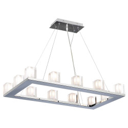 PLC Lighting 3488 PC 12-Light 40W Polished Chrome Dimmable Pendant Glacier Collection, Clear W/ Inside Frost Glass