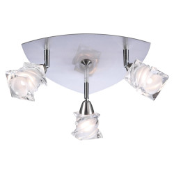 PLC Lighting 6071 SN 3-Light 40W Satin Nickel Dimmable Ceiling Light, Frost Glass Avatar Collection