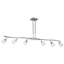 PLC Lighting 6073 SN 6-Light 40W Satin Nickel Dimmable Pendant Light Frost Glass Avatar Collection
