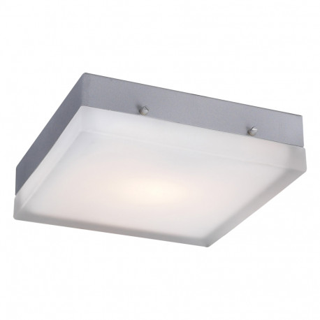 PLC Lighting 6574 1-Light Satin Nickel Dimmable Wall Light, Frost Glass Praha Collection