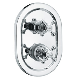Rain Therapy OM-30A7 In Wall Thermostatic 3/4" Valve With 3 Way Diverter + Share Port, Oval Plate