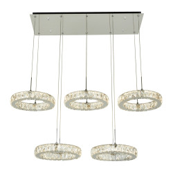PLC Lighting 90070PC LED-Light Ceiling Five Ring Pendant From The Equis Collection, Finish-Polished Chrome
