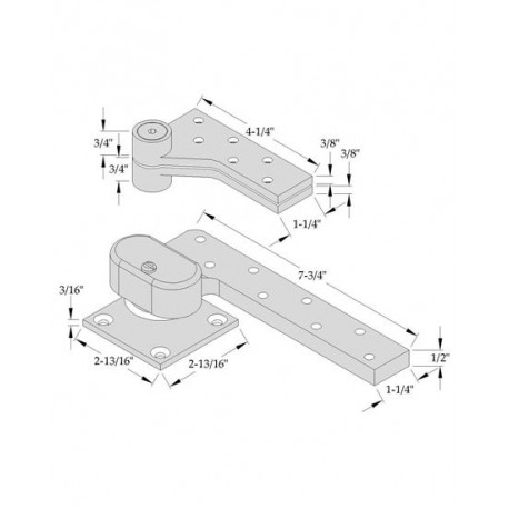 ABH Hardware L0147 Pivot Set, 3/4" Offset, For Use on Lead-lined Door
