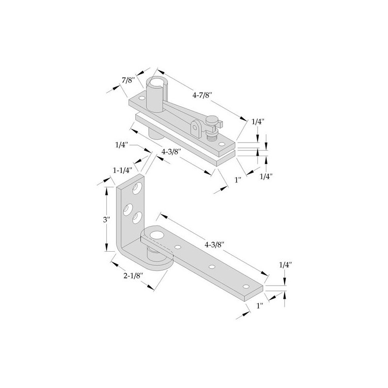 ABH Hardware 0327 Center Hung Pivot Set (Non-Handed)