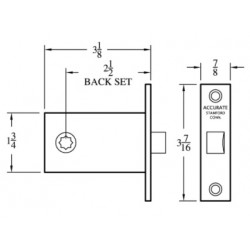 Accurate Lock & Hardware 1003 Passage Knob Latch, Backset- 2-1/2"