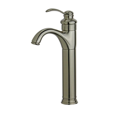 Bellaterra 10118A2-BN-W Madrid Single Hole Single Handle Bathroom Faucet with Overflow Drain in Brushed Nickel