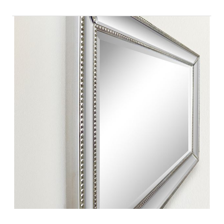 Bellaterra 802032-M 24" Rectangle Silver Beaded Frame Mirror, Mount Type-Horizontal or vertical