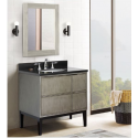 Bellaterra 400501-CAB-LY-GYO 37" Single Wall Mount Vanity In Linen Gray