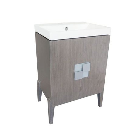 Bellaterra 804366-GY 25 In Single Sink Vanity-Wood-Gray, Wood Finish - Black