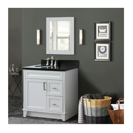 Bellaterra 400700-37L-WH 37" Single Sink Vanity in White Finish Left Door/Center Sink