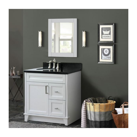 Bellaterra 400700-37L-WH 37" Single Sink Vanity In White Finish Left Door/Left Sink