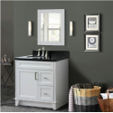 Bellaterra 400700-37L-WH-WMRL 37" Single Sink Vanity In White Finish Left Door/Left Sink