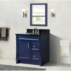 Bellaterra 400700-37L-BU 37" Single Sink Vanity In Blue Finish Left Door/Center Sink