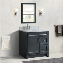 Bellaterra 400700-37L-DG 37" Single Sink Vanity In Dark Gray Finish Left Door/Left Sink