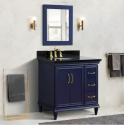 Bellaterra 400800-37L-BU-WMOL 37" Single Vanity In Blue Finish Left Door/Left Sink