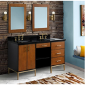 Bellaterra 400900-61D-WB-BGR 61" Double Sink Vanity In Walnut And Black Finish