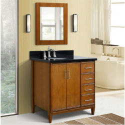 Bellaterra 400901-37L-WA 37" Single Vanity In Walnut Finish Left Door/Left Sink