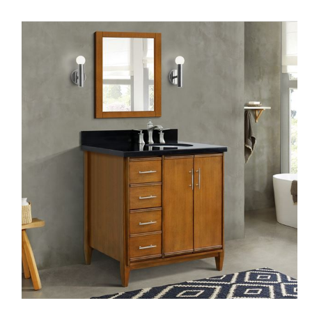 Bellaterra 400901-37R-WA 37" Single Vanity In Walnut Finish Right Door/Right Sink