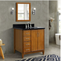 Bellaterra 400901-37R-WA-BGRL 37" Single Vanity In Walnut Finish Right Door/Right Sink